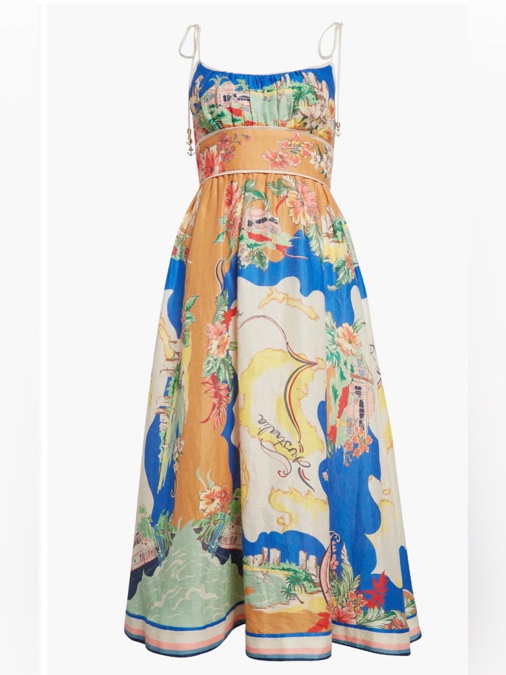 [White Lotus] NWOT
ZIMMERMANN Alight Picnic Linen Midi Dress Nautical Map AU3 L